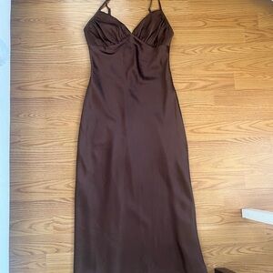 Abercrombie & Fitch Rich Brown Satin Dress